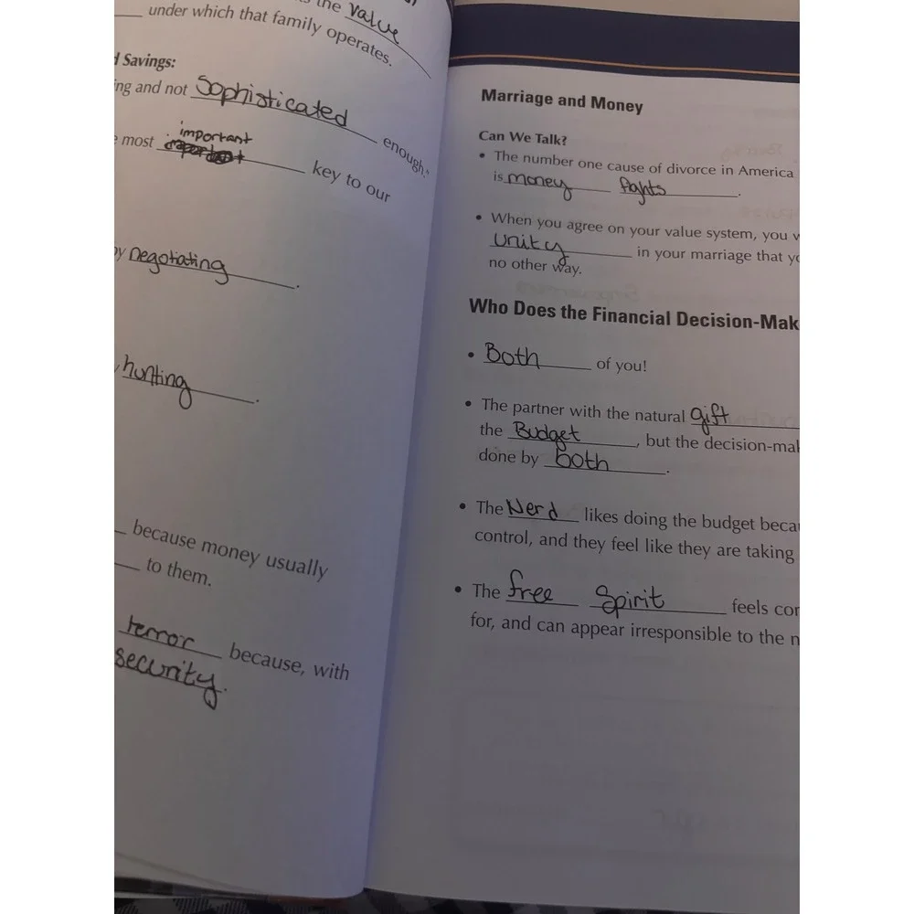 Dave Ramsey Financial Peace University Workbook Adult OS Tan Blue Debt Wealth
